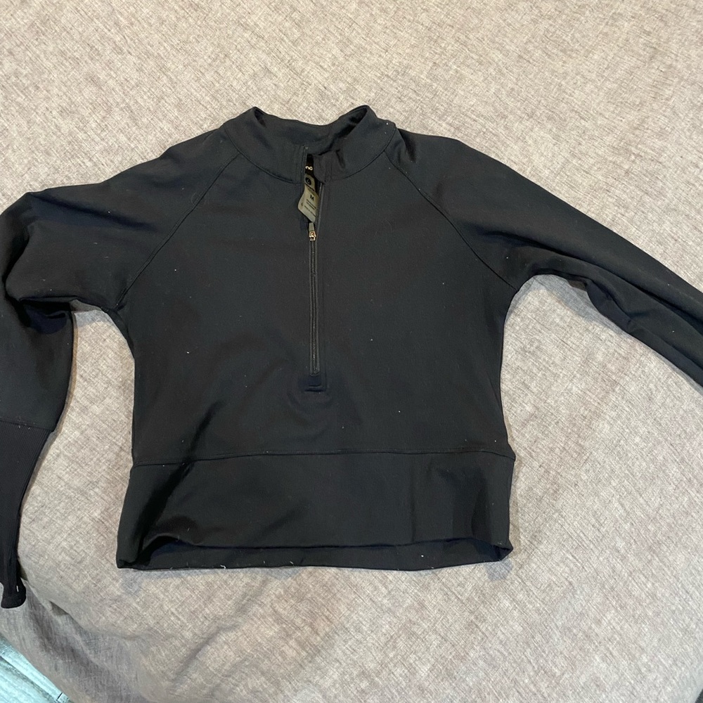 black cropped quarter zip